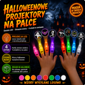 Halloweenowe projektory na palce dla dzieci - Spooky Fingers (4szt.)